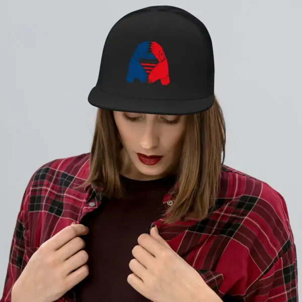 Patriotic Trucker Cap We The People with Eagle female model