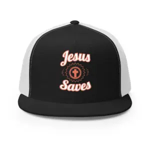 Christian Trucker hat Jesus Saves black and white