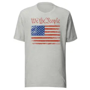 We The People American Flag T-shirt heather grey