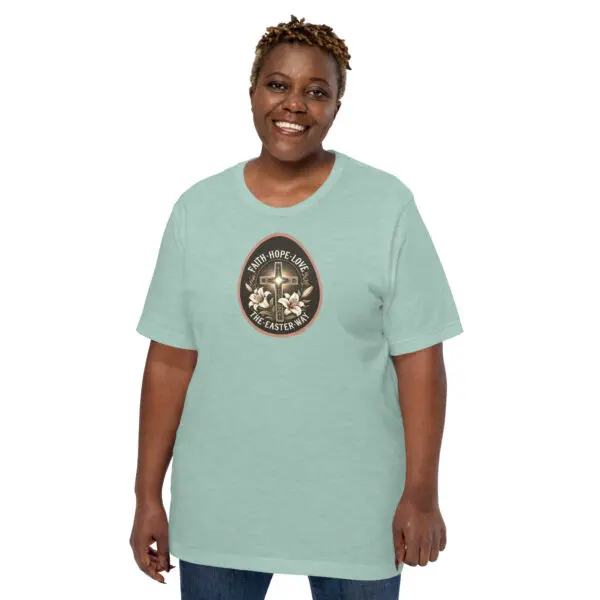 Faith-Hope-Love Christian T-shirt plus size model