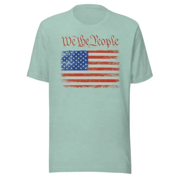 We The People American Flag T-shirt heather prism dusty blue