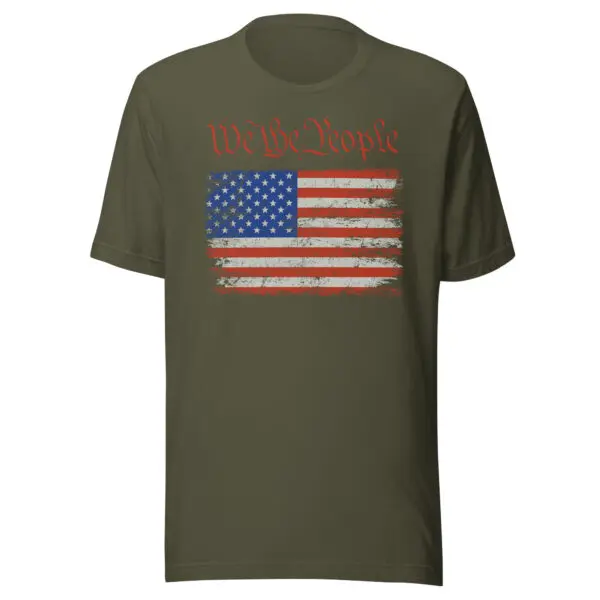 We The People American Flag T-shirt military green