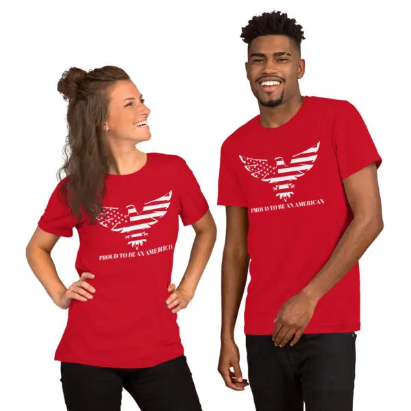 Patriotic T-Shirt Proud To Be An American male and female models