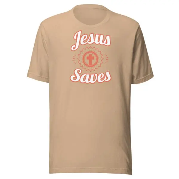 Christian T-Shirt Jesus Saves Tan