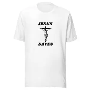 Jesus Saves t-shirt crucified white